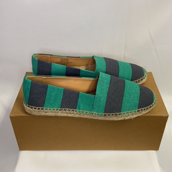 J Crew Striped Canvas Espadrilles Navy Kelly - Picture 2 of 6